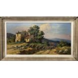 FORTUNE CAR (20th France), 'Paysage en Provence', oil on board, 99cm x 48cm, signed and framed.