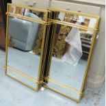 WALL MIRRORS, a pair, 1960's French inspired, 81cm x 52cm.