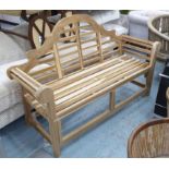 MARLBOROUGH STYLE GARDEN BENCH, contemporary teak, 165cm W.