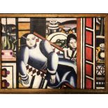 AFTER FERNAND LEGER (1881-1955) 'Le Femme et l'Enfant 1922', oil on board, 65cm x 45cm, framed.