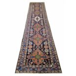 FINE ANTIQUE NORTH WEST PERSIAN RUNNER, 420cm x 95cm,