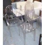KARTELL 'VICTORIA GHOST' CHAIRS, a set of five, by Philippe Starck and one 'Louis Ghost' chair,