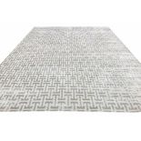 CONTEMPORARY ART DECO DESIGN SILK CARPET, 400cm x 300cm, geometric silver field.