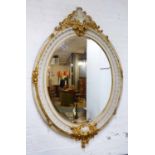 WALL MIRROR, Regency style design, gilt and polychrome.