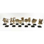 ZODIAC SIGN COLLECTION, gilt on marble stands, twelve in lot, tallest 25cm H.