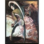 HILDA JILLARD (1899-1975), 'What future', oil on canvas, 112cm x 87cm, signed,