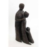 BRONZE FAMILY, signed Olwen, 42cm H.