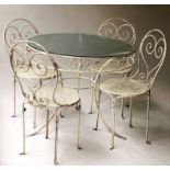 FRENCH GARDEN TABLE AND CHAIRS,