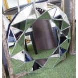 WALL MIRROR, circular 1960's style, geometric design, 70cm Diam.