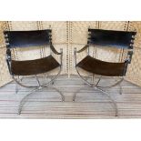 MAISON JANSEN ATTRIBUTED SAVONAROLA EMPEROR CHAIRS, a pair,