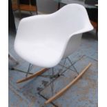 AFTER CHARLES AND RAY EAMES RAR STYLE ARMCHAIR, on rocking base, 70cm H.