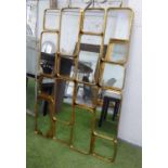 WALL MIRRROR, 1960's French inspired segmented design, antiqued plate, 110cm x 72cm.