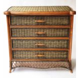 RALPH LAUREN STYLE RATTAN CHEST, cane and rattan with four long drawers, 92cm H x 96cm x 50cm.