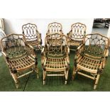 CONSERVATORY DINING 'CARVER' SUITE OF SIX CHAIRS, bamboo in naturalistic painted finish, Each 58cm.