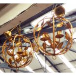 ATTRIBUTED TO VILLAVERDE FOLIAGE METAL CHANDELIERS, a set of two, 85cm drop on one,