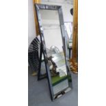 FLOOR STANDING DRESSING MIRROR, French Art Deco style, bevelled plate, 150cm H.