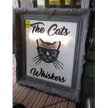 'THE CATS WHISKERS' by Bee Rich, bespoke light up artwork, 82cm x 71cm.