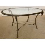 LOW TABLE, in the manner of Maison Jansen, French circa 1940's bronze horse head design,