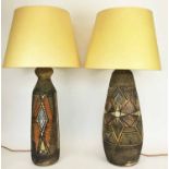 TABLE LAMPS, a set of two, glazed studio pottery,