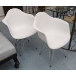 AFTER CHARLES AND RAY EAMES DAR STYLE ARMCHAIRS, a pair, 80cm H.