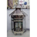 CHARLES EDWARDS SMALL LANTERN, brass and finished in nickel, 35cm x 65cm H.