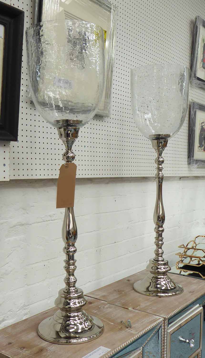 GARDEN CENTREPIECE LANTERNS, a pair, 88cm H.