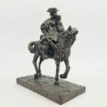 CAST SPELTER STUDY, after G C Wentworth, depicting a huntsman on horseback, 30cm H x 25cm x 12.5cm.
