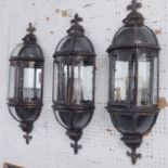 WALL LANTERNS, Regency style, a set of three, 80cm H.