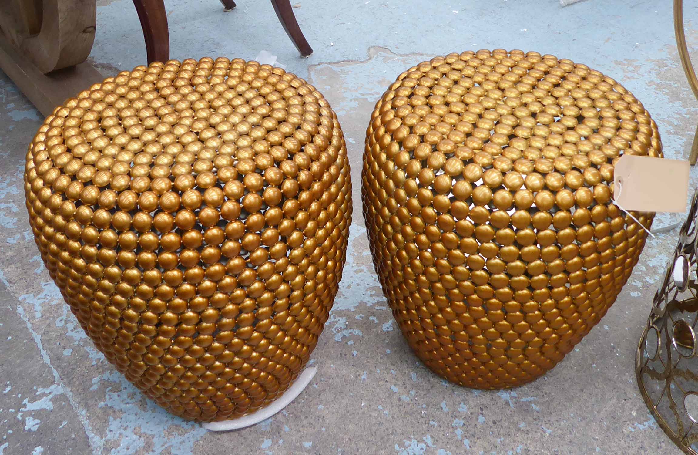 BARREL STOOLS, a pair, 1960's Italian style, 48cm H.