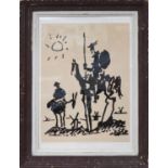 PABLO PICASSO, 'Cheval et Homme', off set lithograph, signed in the plate, 40cm x 30cm, framed.