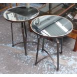 SIDE TABLES, a pair, contemporary bronzed finish, 53cm x 42cm diam.
