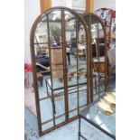 WALL MIRRORS, a pair, of arched form, French provincial inspired, 170cm x 90cm.