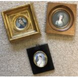 MINIATURES, three, portrait of a gentleman an two female portraits.