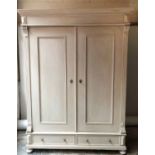 ARMOIRE, 19th century French, traditionally grey painted,