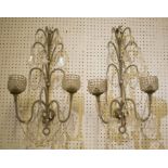WALL SCONCES, a pair, beaded glass with droplets, each 57cm H x 32cm W.