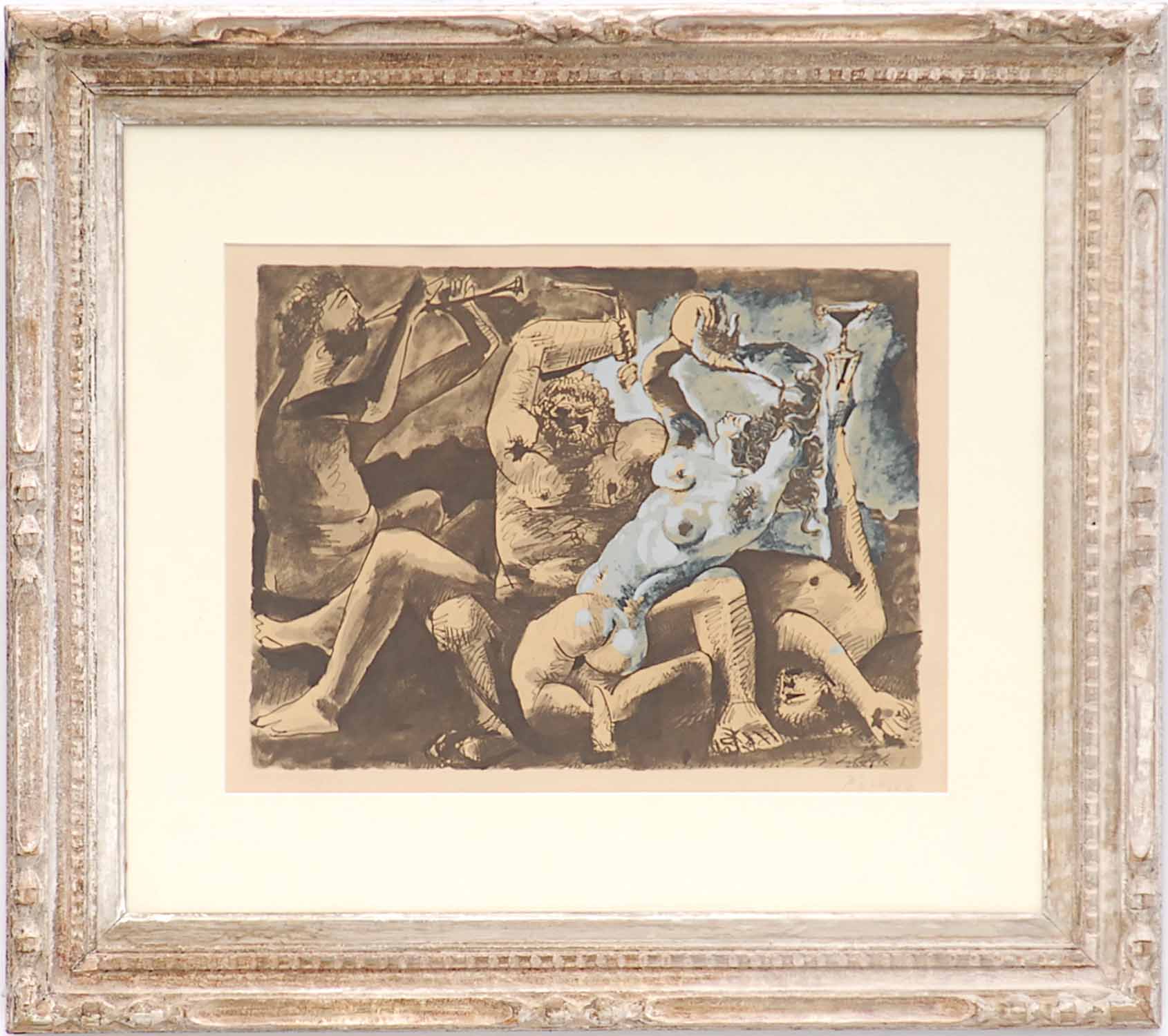 PABLO PICASSO, pochoir 1975, Jacomet Bacchanal, Euroart stamped signature, 39cm x 52cm, framed.