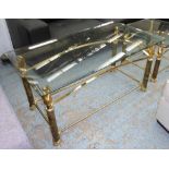 LOW TABLE, Hollywood Regency style, swan detailed base with bevelled glass top, 117cm x 63.