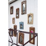 INDIAN WALL MIRRORS, a collection of ten, largest 47cm H x 24cm H.
