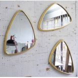 WALL MIRRORS, a set of three, 1960s, Italian style, 60cm x 40cm.