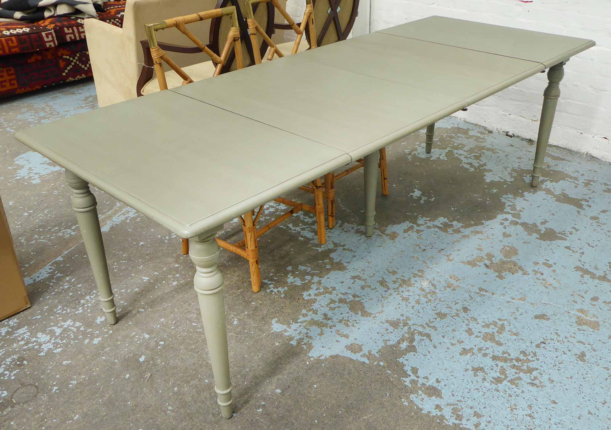 OKA STOLA EXTENDING DINING TABLE, painted Alder wood, with two leaves, 230cm x 90cm x 76cm.