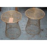 SIDE TABLES, a pair, Hollywood Regency style wire design, 46cm H.