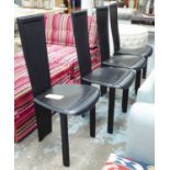 QULA DINING CHAIRS, a set of four, 20th century Italian, black leather, 101cm H.