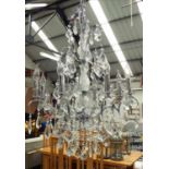 CHANDELIER, 1960's French inspired, polished metal and crystal, 117cm drop x 36cm W.