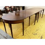 D END DINING TABLE, Sheraton Revival mahogany and satinwood inlaid, having 'D' ends,