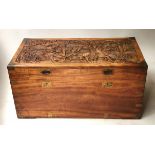 HONG KONG TRUNK, early 20th century, camphorwood and brass bound,