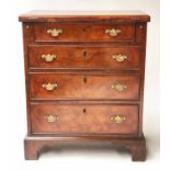 BACHELORS CHEST, George III design, figured walnut, with foldover top and four long drawers,