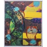 FOLLOWER OF HOWARD HODGKIN, 'The Garden' acrylic on canvas, framed, 43cm x 35cm.