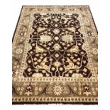 FINE INDIAN AGRA CARPET, 285cm x 210cm, stylised palmette and vine field,