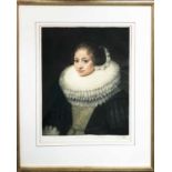 ARTHUR HOGG (1872-1949) 'Portrait of a Woman', colour mezzotint, 32cm x 41cm,