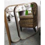 WALL MIRRORS, a pair, 1960s French inspired, silvered finish, 95.5 x 65cm.